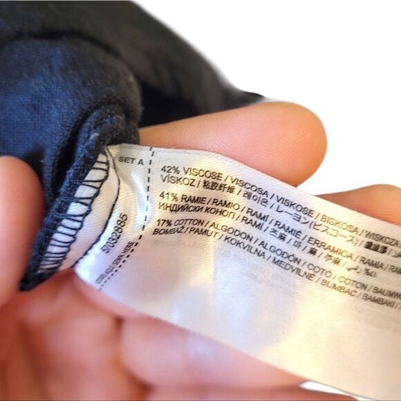 MNG Women's Black Linen Collared Mini Dress Size US 6 - Picture 5 of 5